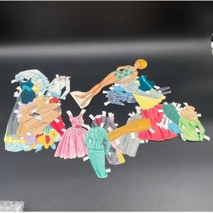 1964 Mattel Barbie Wedding‎ Dress 'n Fashion Clothes Paper Doll Set Wardrobe